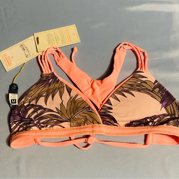 Maaji Pink and Purple Bikini Top with Tropical Print - Picture 2 of 9